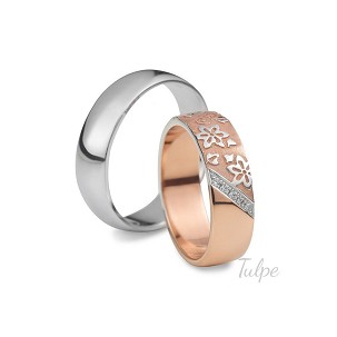 Karikagyűrű pár virág mintával- TKG-522